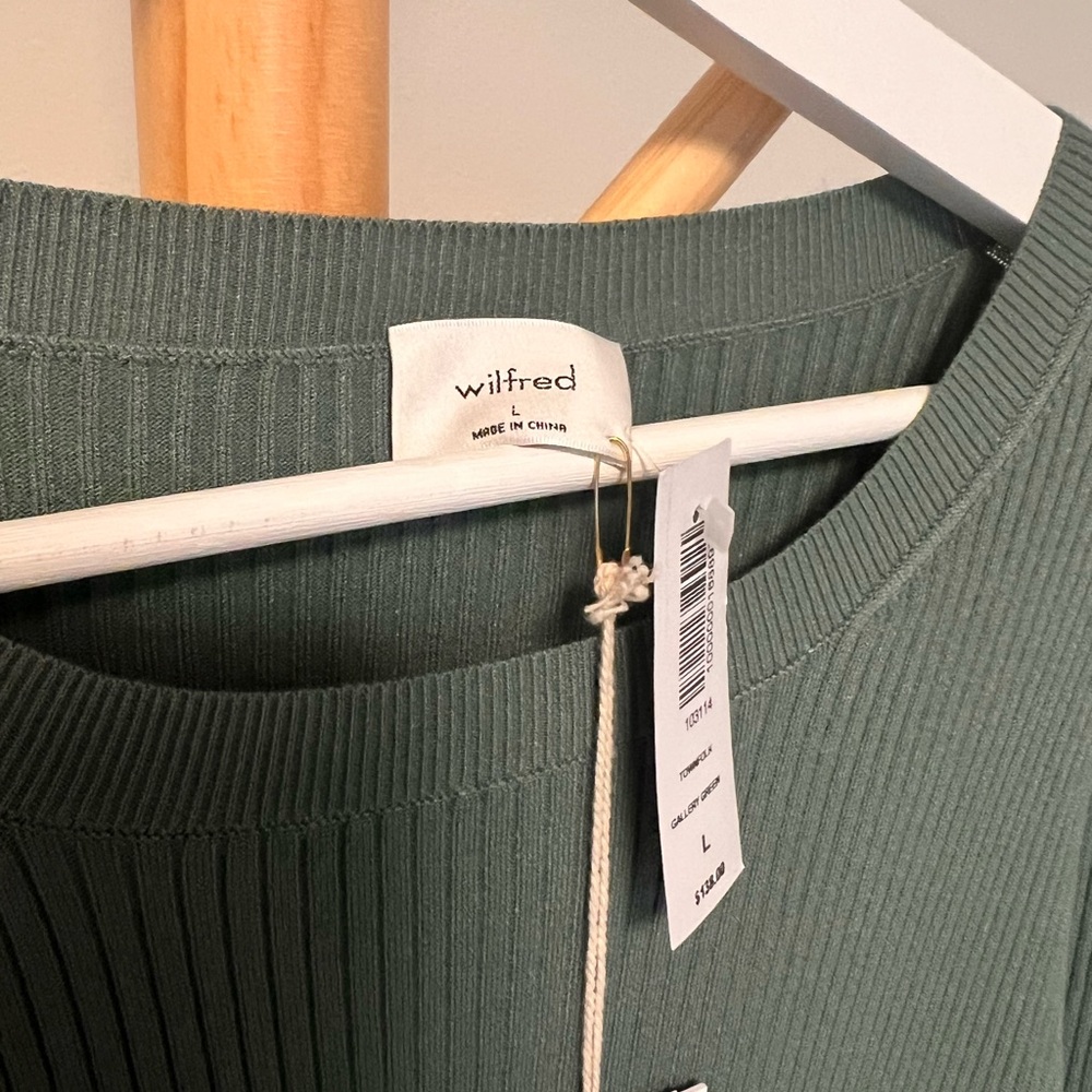 ARITZIA WILFRED Sage Green Ribbed Dress NWT! Size L - Picture 10 of 16